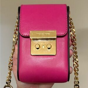 Michael Kors Pink and Gold Crossbody Bag with Chain Strap